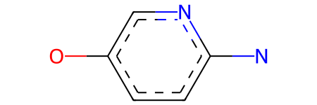 Molecular representation of SMARTS match (maximum common substructure) between two pyridinols