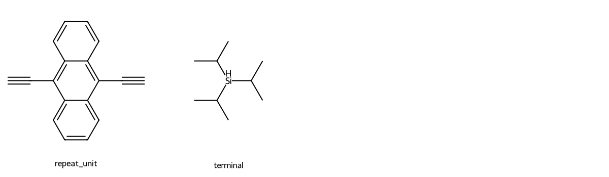 Anthracene-containing repeat unit, and triisopropylsyl group