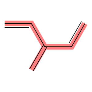 Branched compound 3-methylidenepenta-1,4-diene with all bonds highlighted because they are all conjugated