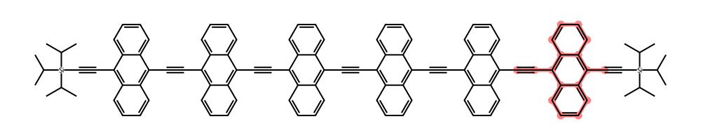 n=6 oligomer where one anthracence-containing repeat unit is highlighted