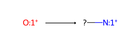 Reaction SMARTS: oxygen with a +1 formal charge → nitrogen with a +1 formal charge with an unspecified ligand attached